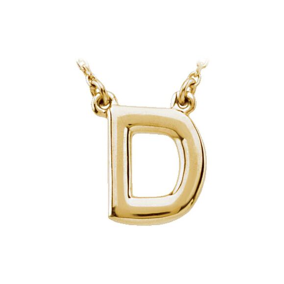 14K Yellow Gold, Kendall Collection, Block Initial D Necklace, 16 Inch - Picture 1 of 4